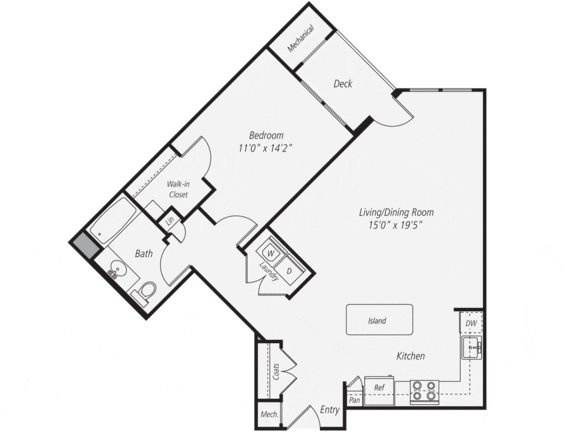 A6-1 - One Bedroom One Bathroom Floor Plan at The Confluence at Norwalk, Norwalk