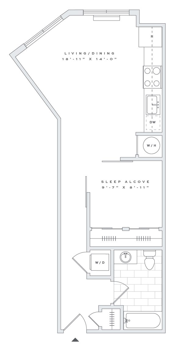 Floor Plan  a floor plan of a small house with a bedroom and a living room