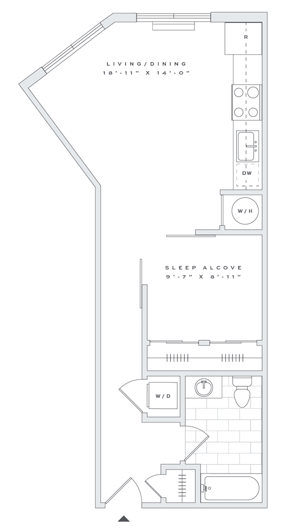 Floor Plan  a floor plan of a small house with a bedroom and a bathroom