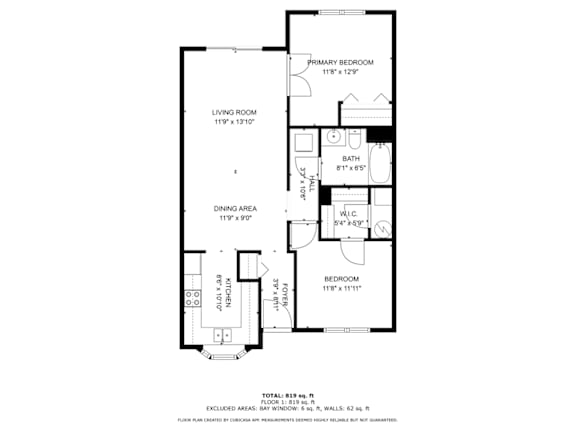 A black and white image of a floor plan for a two bedroom apartment.