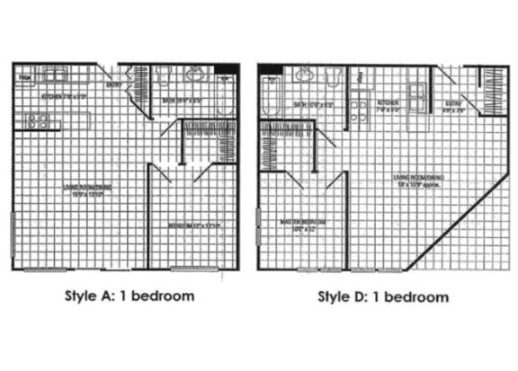 Style A and Style D 1 Bedroom