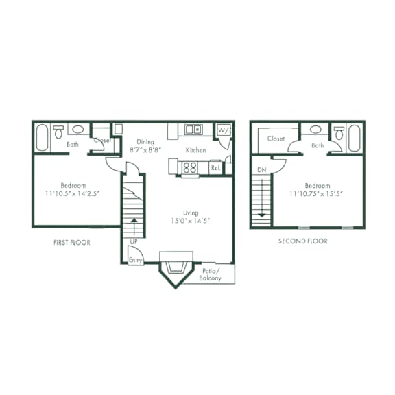 Floor Plan  A floor plan of a two-story home with dimensions and room labels.