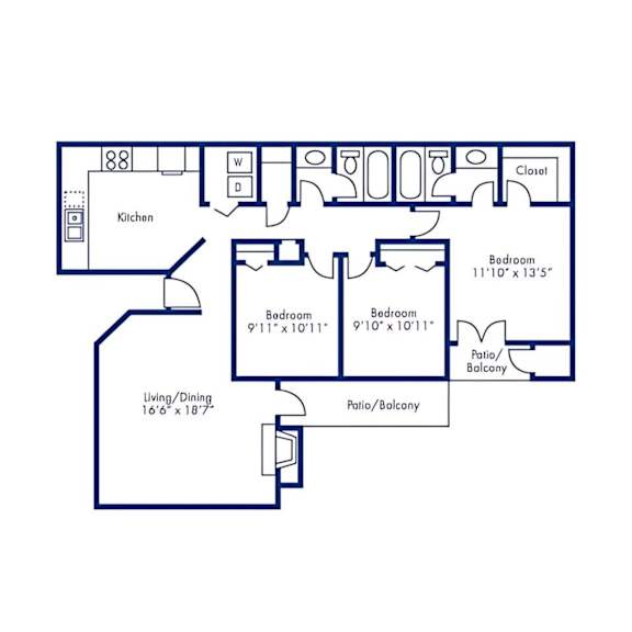 Floor Plan  A blueprint of a house layout with labeled rooms and dimensions.
