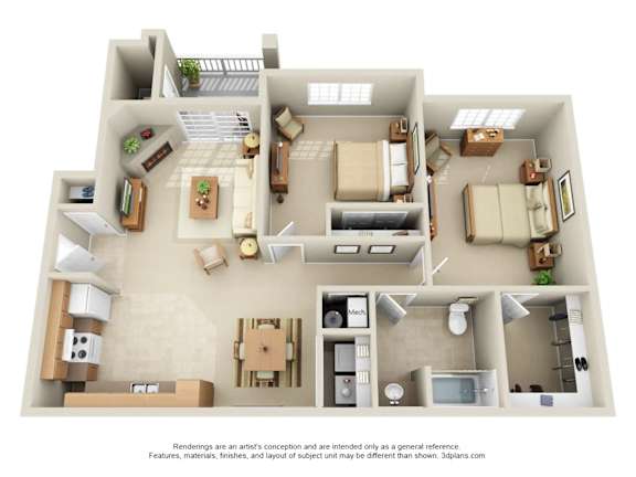 a bedroom floor plan is shown in this illustration