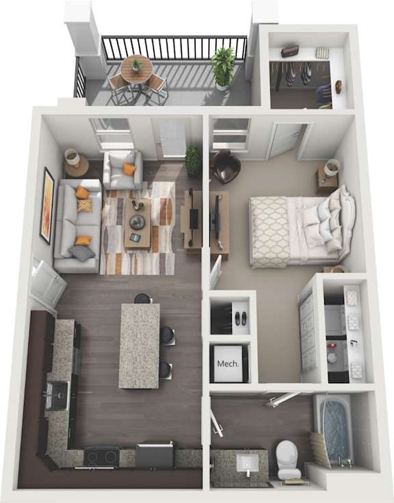 a floor plan of a 1 bedroom apartment