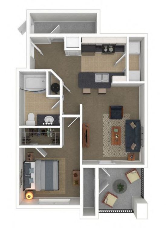 Floor Plan  a stylized floor plan with a bedroom and living room