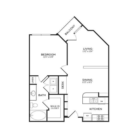 Floor Plan  1 Bed | 1 Bath | 700 sqft | 5 Mockingbird Apartments