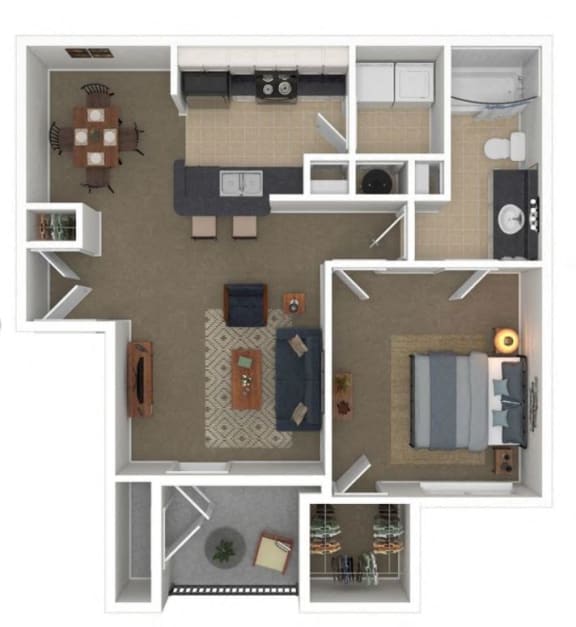 Floor Plan  a floor plan of a house with furniture and a living room