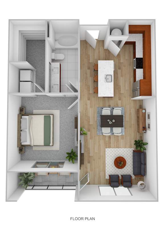 A floor plan of a small apartment with a bathroom and a living room.