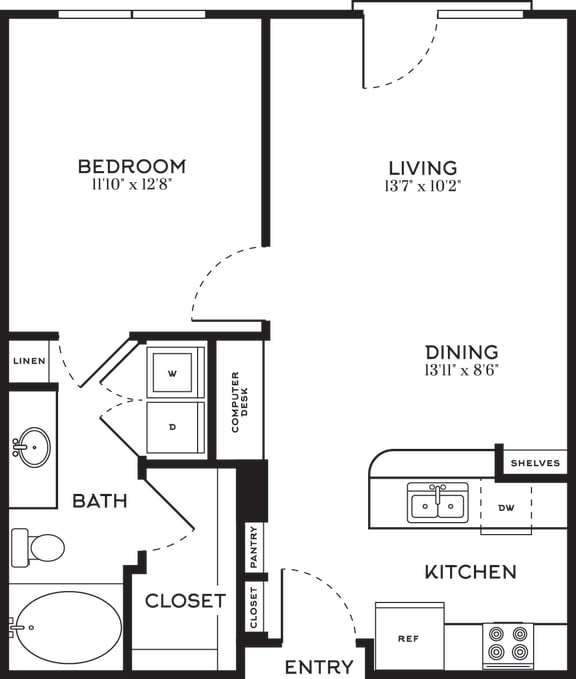 1 Bed | 1 Bath | 740 sqft | 5 Mockingbird Apartments