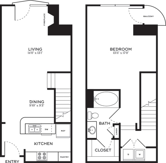 Floor Plan  1 Bed | 1 Bath | 1055 sqft | 5 Mockingbird Apartments