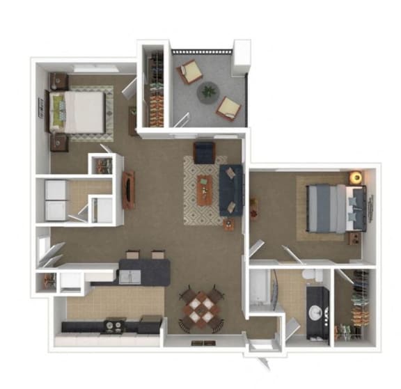 a floor plan with bedrooms and baths and a living room