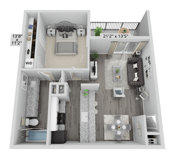 a1 floor plan  1 bedroom with 2 baths  1192 square feet