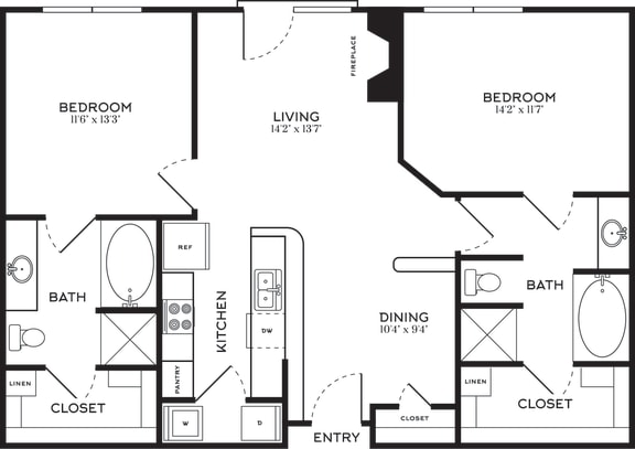 2 Bed | 2 Bath | 1152 sqft | 5 Mockingbird Apartments