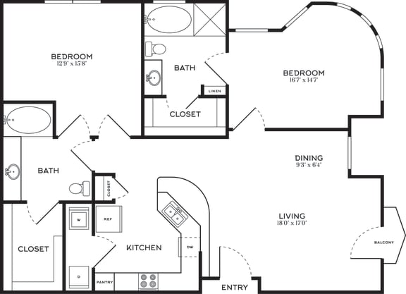 2 Bed | 2 Bath | 1200 sqft | 5 Mockingbird Apartments