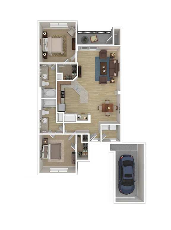 A floor plan of a house with a garage.