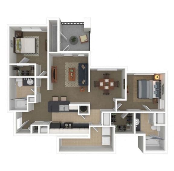 a floor plan with bedrooms and baths and a living room