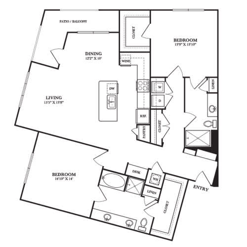 Floor Plan  A black and white image of a house floor plan.