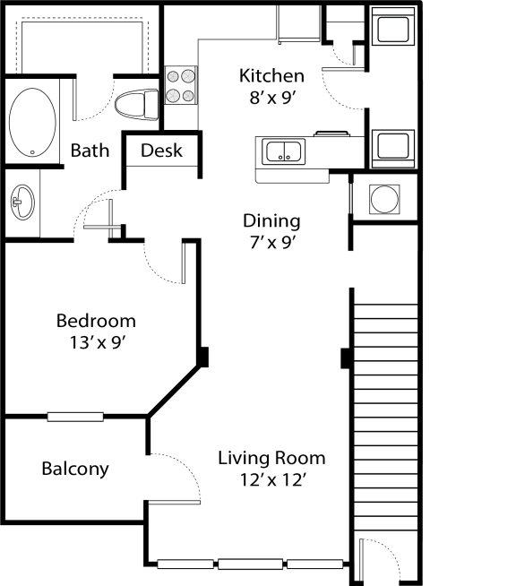 a floor plan of a small house with a bedroom and a living room