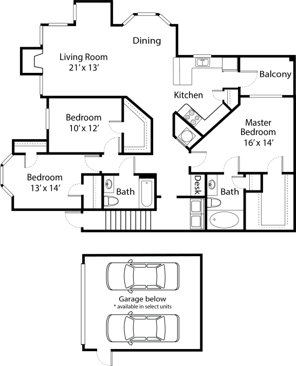 the floor plan of the bedroom and living room area of the house