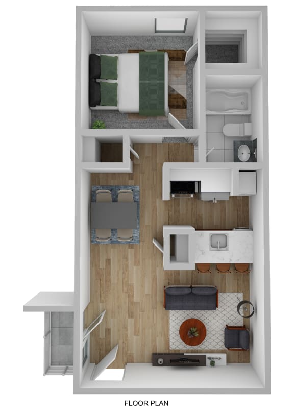 Floor Plan  1 Bed | 1 Bath | 520 sqft | Bluffs at Lakewood Apartments