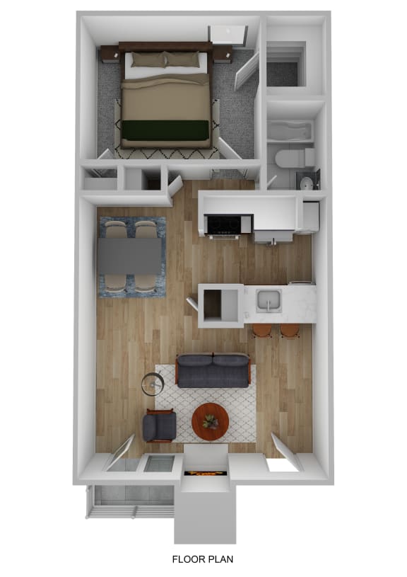 Floor Plan  1 Bed | 1 Bath | 580 sqft | Bluffs at Lakewood Apartments