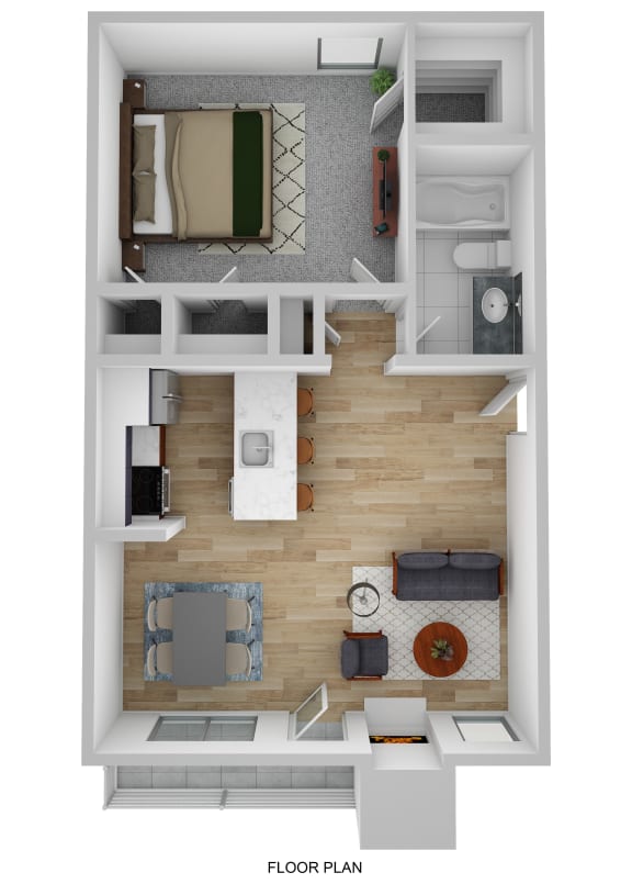 Floor Plan  1 Bed | 1 Bath | 616 sqft | Bluffs at Lakewood Apartments