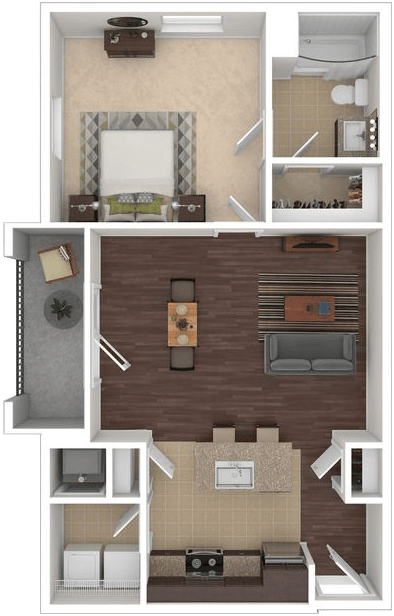 Floor Plan  a bedroom with a bed and a mirror