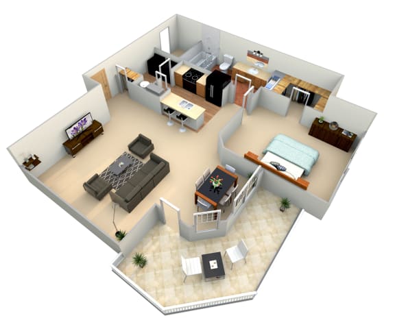 3d floor plan of a 2100 sq ft house