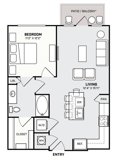 a floor plan of a small house with a bedroom and a living room
