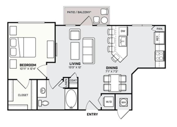 a floor plan of a house with a bedroom and a living room