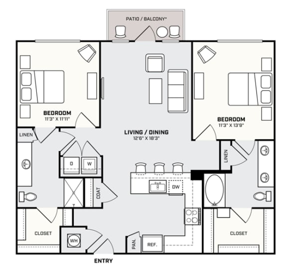 a floor plan of a 1 bedroom floor plan