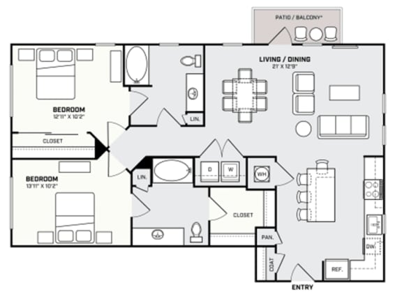 a floor plan of a house with a bedroom and a living room