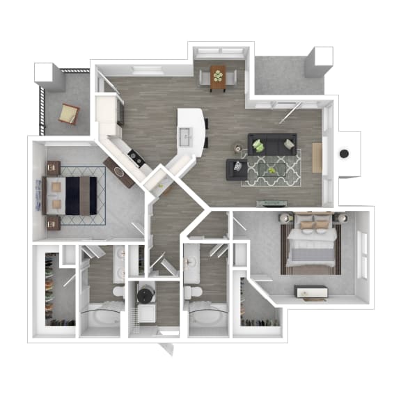 a1 floor plan  1 bedroom with 2 baths  119
