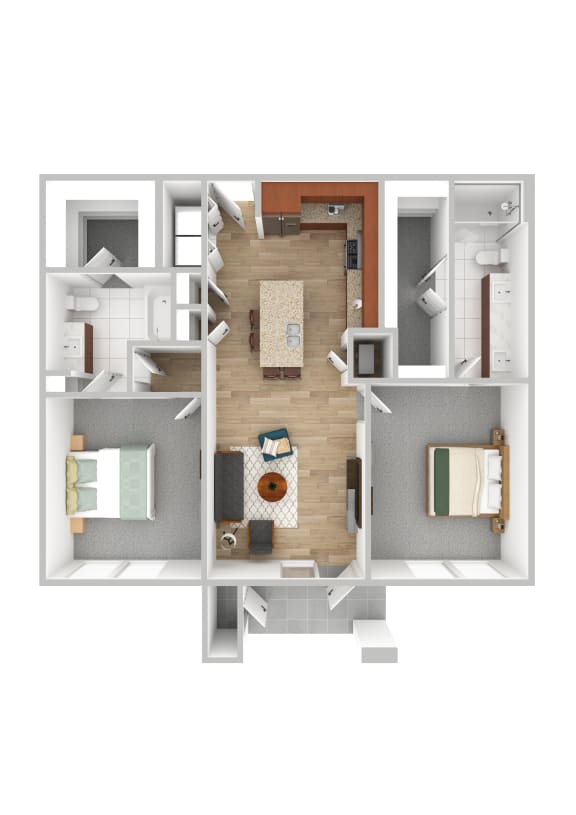 bedroom floor plan and layouts of a 3d furnished apartment