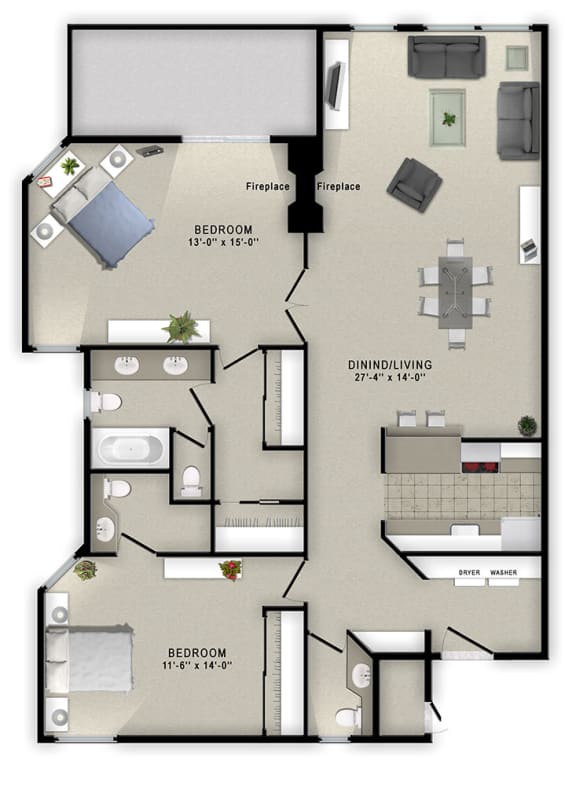 A2 Floor Plan A2 Floor Plan at Augusta Court Apartments, Houston, 77057