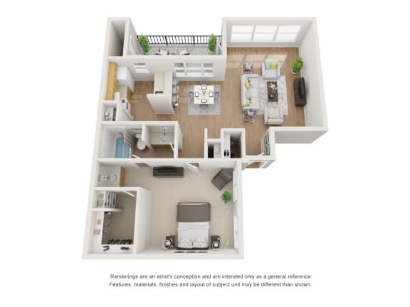 A3 Floor Plan at 1505 Exchange Apartments, Fort Worth, 76112