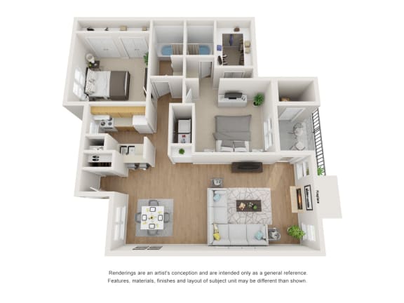 B2 Floor Plan at 1505 Exchange Apartments, Texas
