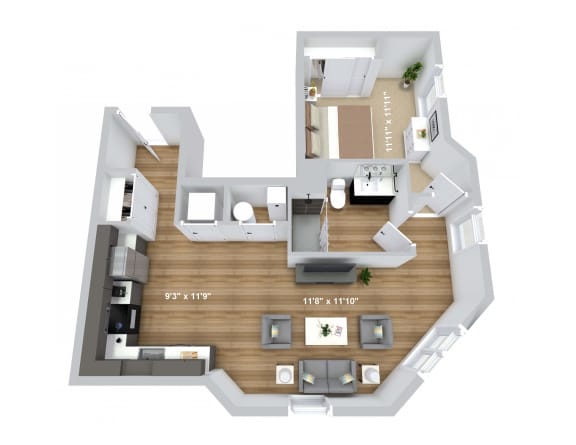 a234 floor plan 1 bedroom with 2 baths 1195 square feet