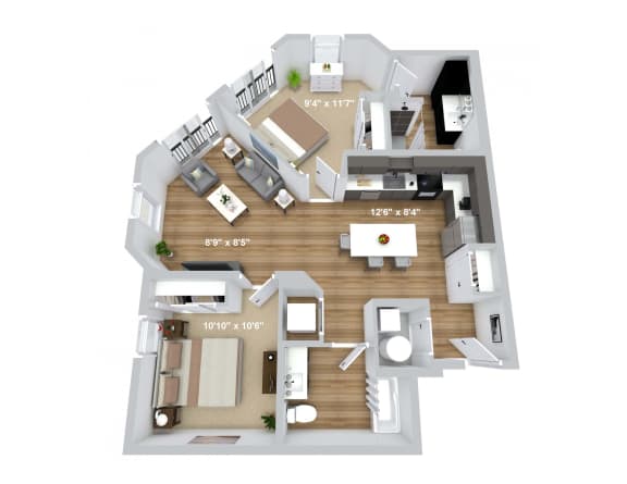 Floor Plan  bedroom floor plan an open concept living room and kitchen with a wood floor