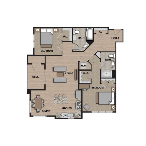 A-2A Floor Plan at 21 East Apartments, Massachusetts