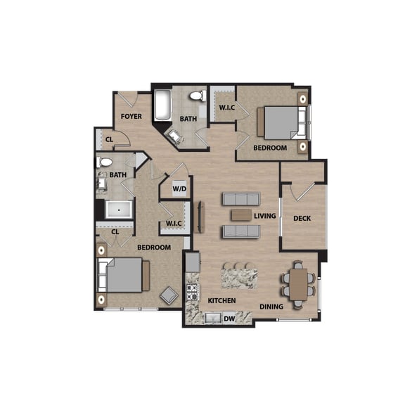 A-2C Floor Plan at 21 East Apartments, North Attleboro, MA, 02760