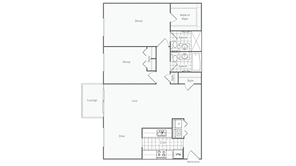 Floor Plan  A floor plan of a house with labeled rooms such as Living Room, Dining Room, Kitchen, and Bedrooms.