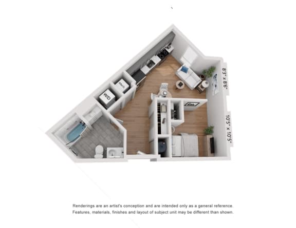 1 bed 1 bath C at Seacoast Residences Apartments, Oakland, ME