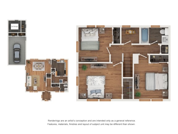 3 Bedroom | 1.5 Bath floor plan A at Haven East, Brunswick, Maine