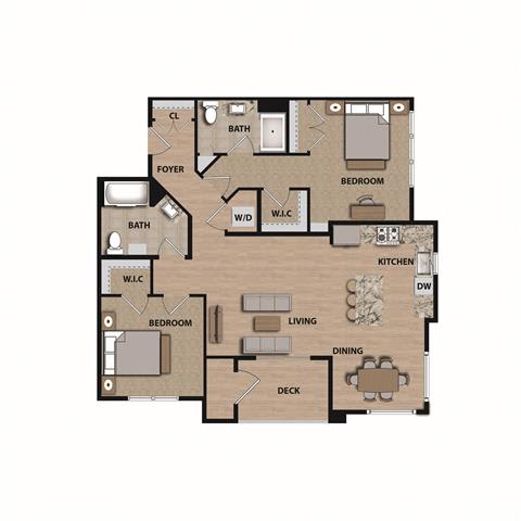 a floor plan with a mix of bedrooms and baths