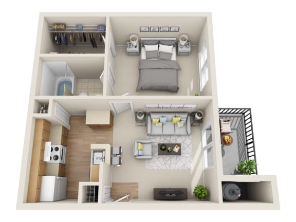 1 Bedroom | 1 Bath with Balcony  at Middletown Brooke Apartments, Connecticut, 06457