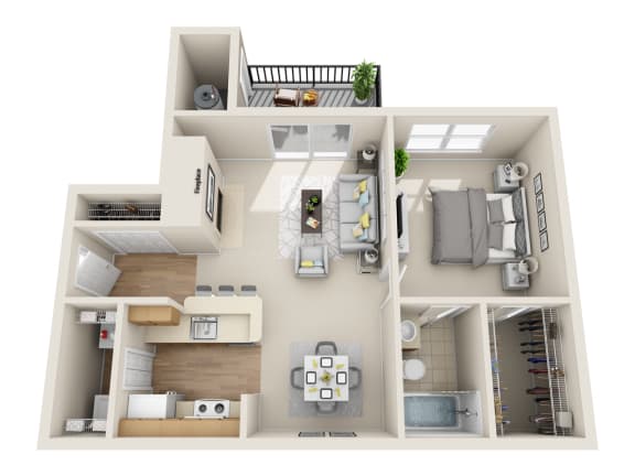 1 Bedroom | 1 Bath with Balcony  1 Bath with Balcony