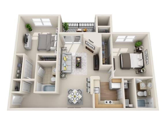 2 Bedroom | 2 Bath with Balcony  at Middletown Brooke Apartments, Middletown, CT