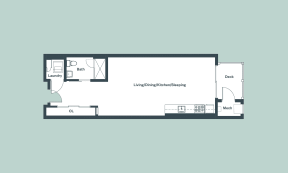 Studio_712sf Floor Plan at 1177 Greens Farms, Westport, 06880
